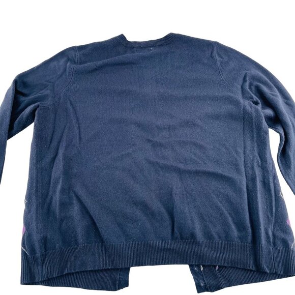 Croft & Barrow Argyle Print Cardigan Sweater XL Cotton & Acrylic Blend Navy Blue - Picture 5 of 6